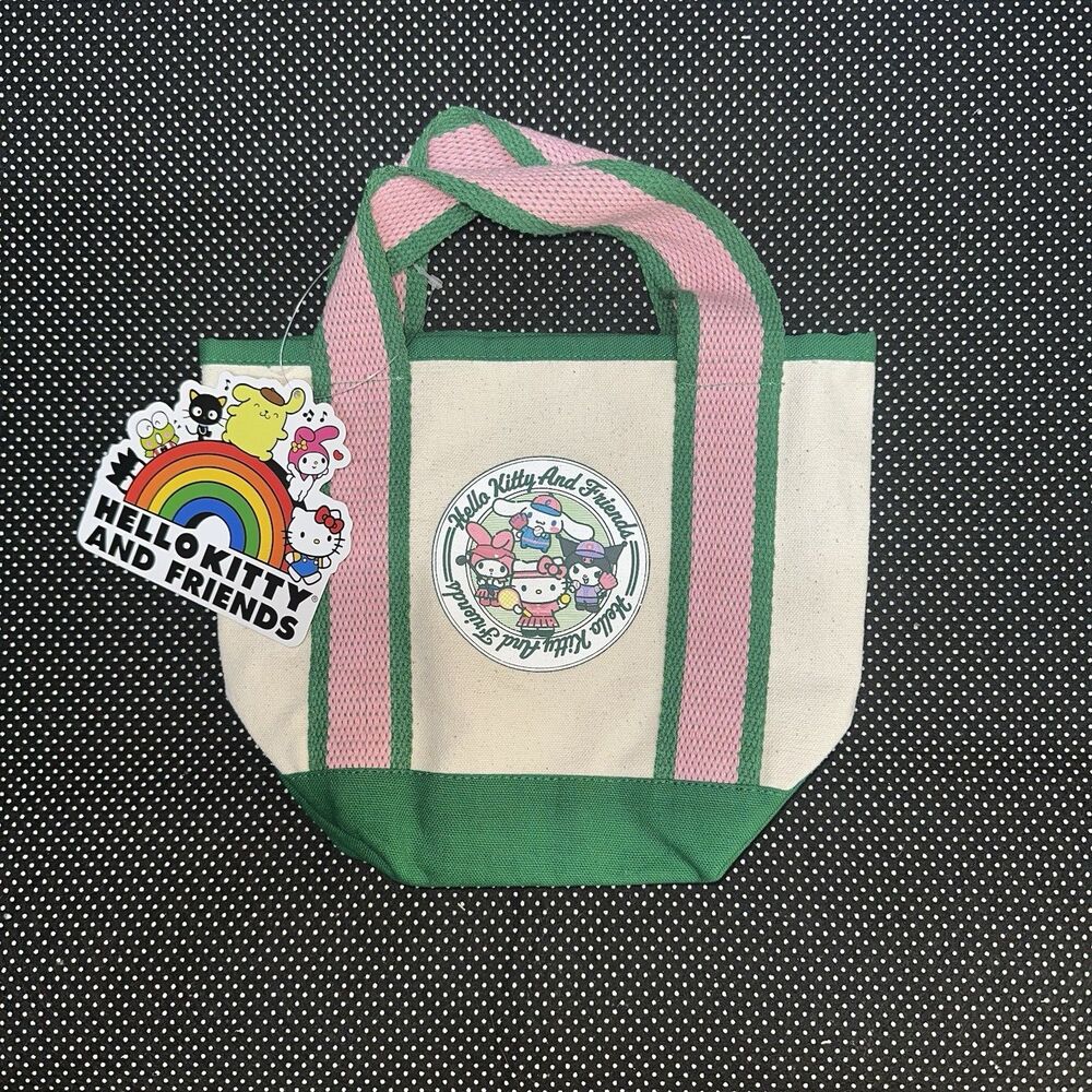 Hello Kitty and Friends 8” Mini Cotton Canvas Tote Bag, Green NWT